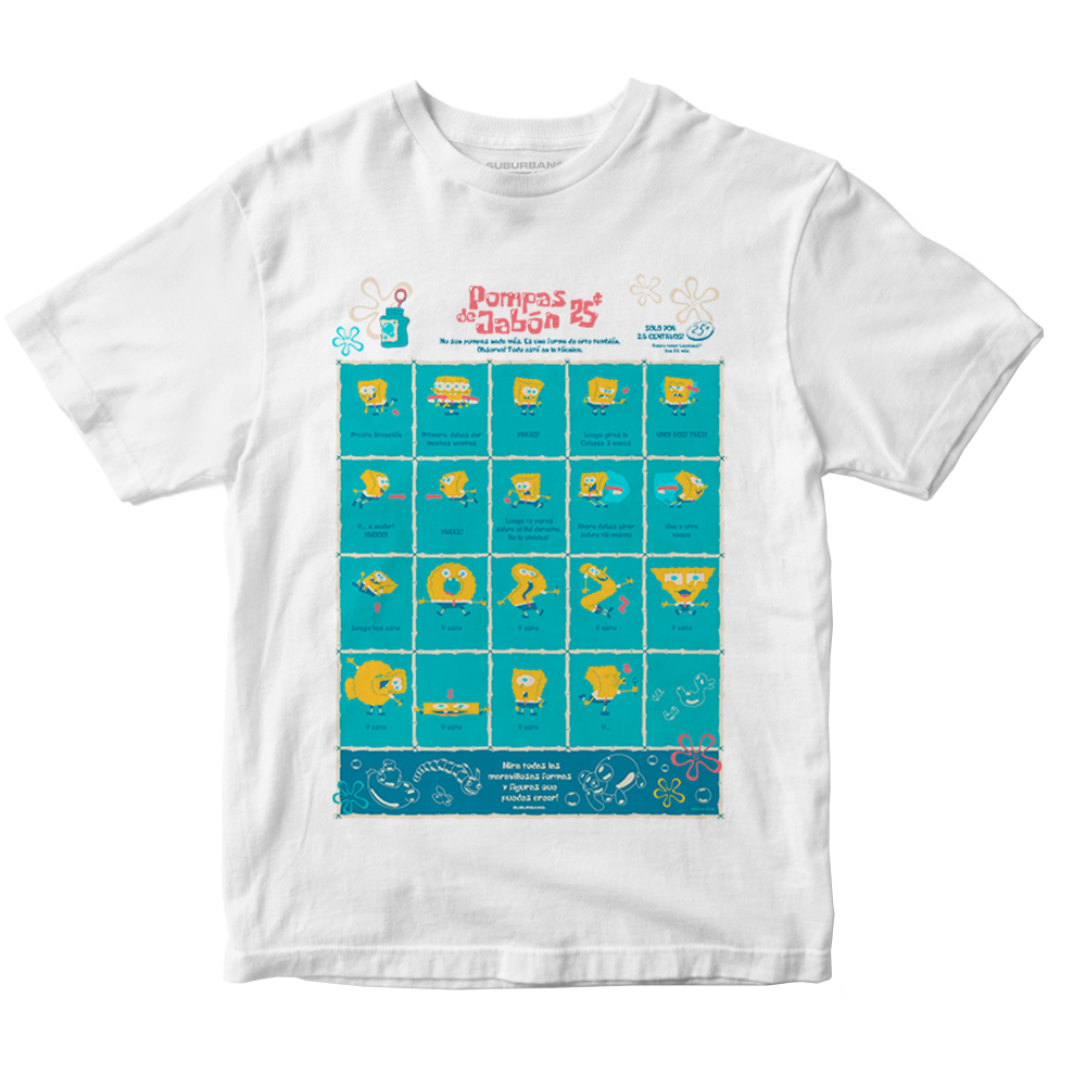 Polera Pompas de Jabón (Bob Esponja) - Blanca